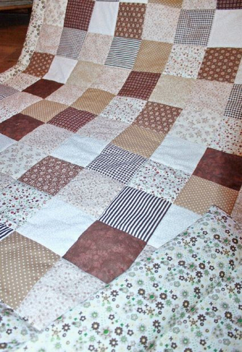 Hnědo - béžový ..přehoz či přikrývka patchwork — foto 2