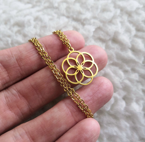 Ocelový náhrdelník*mandala*zlatý — foto 4