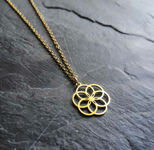 Ocelový náhrdelník*mandala*zlatý — foto 2