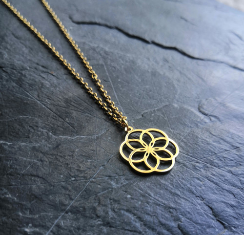 Ocelový náhrdelník*mandala*zlatý — foto 5