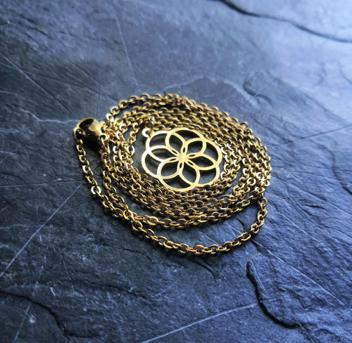 Ocelový náhrdelník*mandala*zlatý — foto 3