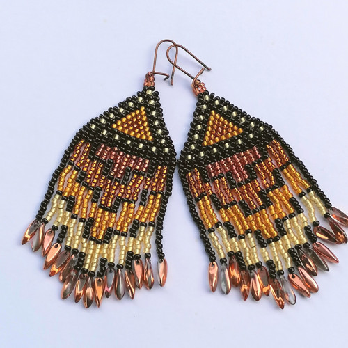 Aztec Beaded Fringe Earrings — foto 6