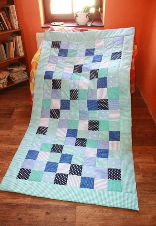 Modré sny ..přehoz či přikrývka patchwork — foto 2