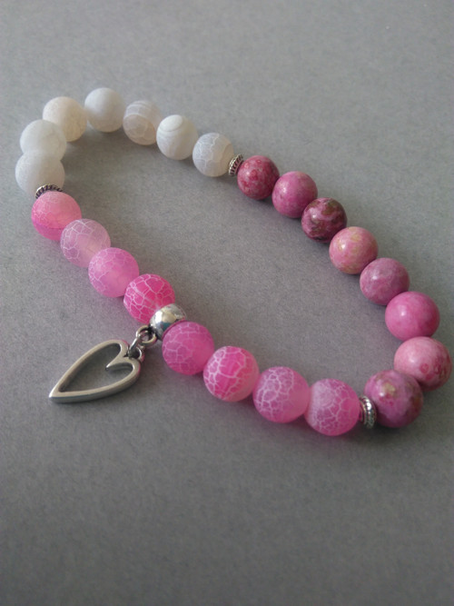 Náramek PINK HEART*achát — foto 3