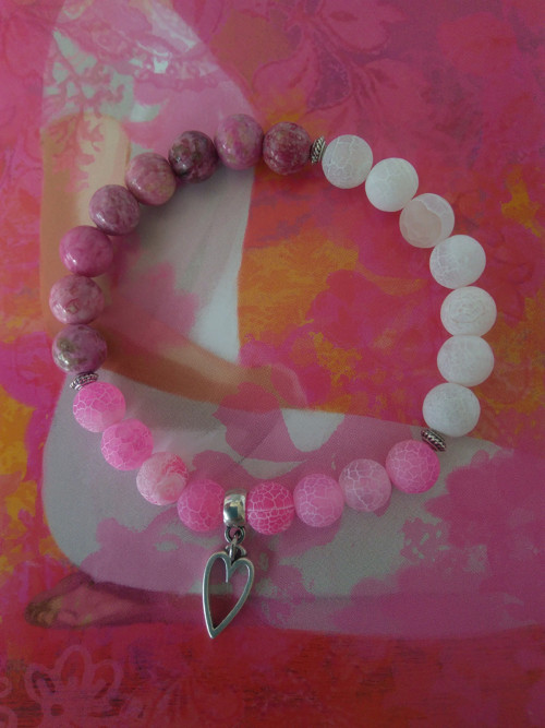 Náramek PINK HEART*achát — foto 2
