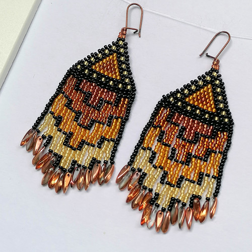 Aztec Beaded Fringe Earrings — foto 5