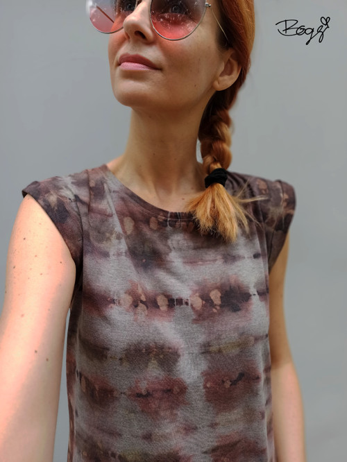 Dámské batikované tričko šedohnědé — foto 5