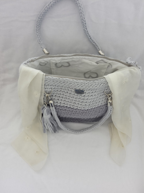 Háčkovaná kabelka Rainbow Gray - Handmade — foto 2