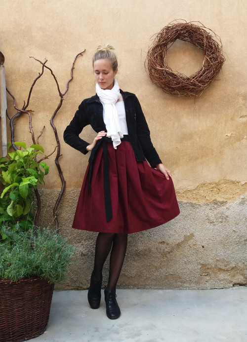 Manšestrová Sukně Bordó — foto 4