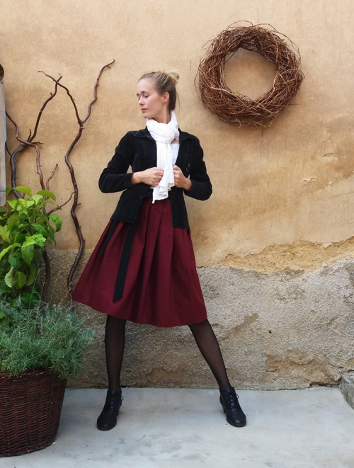 Manšestrová Sukně Bordó — foto 3