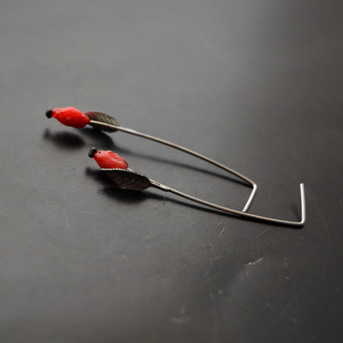Náušnice šípky dlouhé s lístkem — foto 2