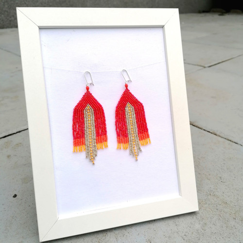 Tequila Sunrise Beaded Fringe Earrings — foto 5