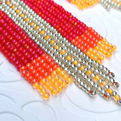 Tequila Sunrise Beaded Fringe Earrings — foto 3