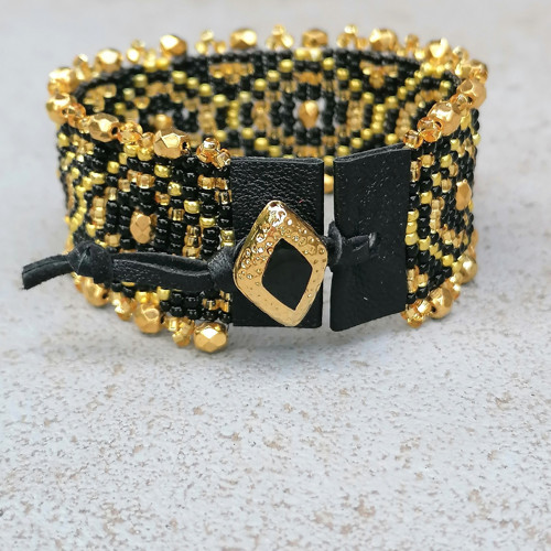 Black&Gold Sparkly Boho Beaded Bracelet — foto 3