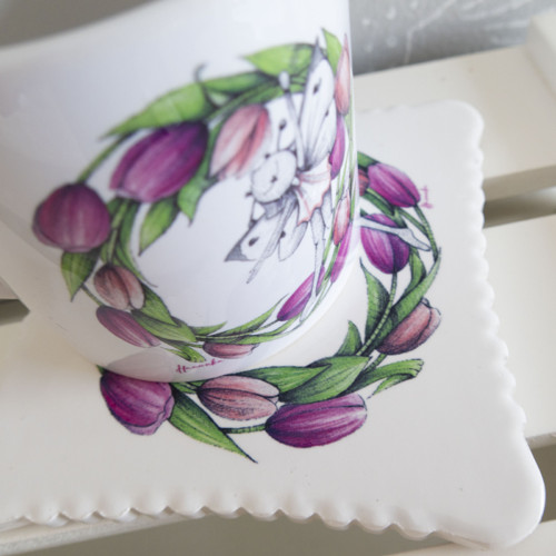 Keramický podtácek - Tulipán (kruh) — foto 3