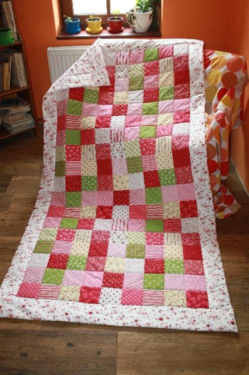Bordo patchwork přehoz či přikrývka — foto 3
