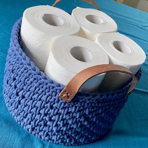 Na cokoliv - Větší Tmavě Modrý Háčkovaný Koš — foto 5