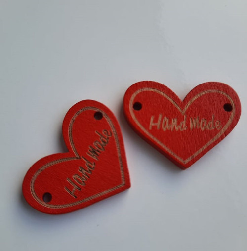 Dřevěný knoflík SRDCE: Hand made — foto 2