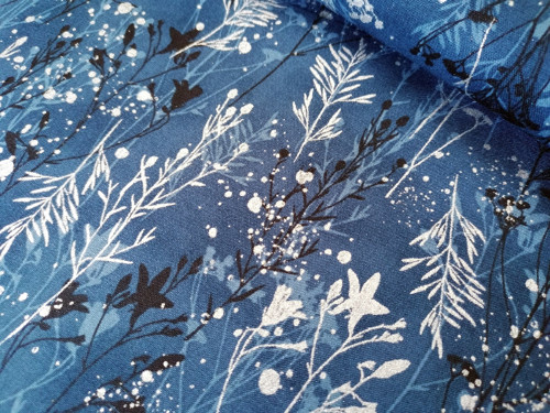Bavl. látka Perch - Navy Silver Branches Metallic — foto 2