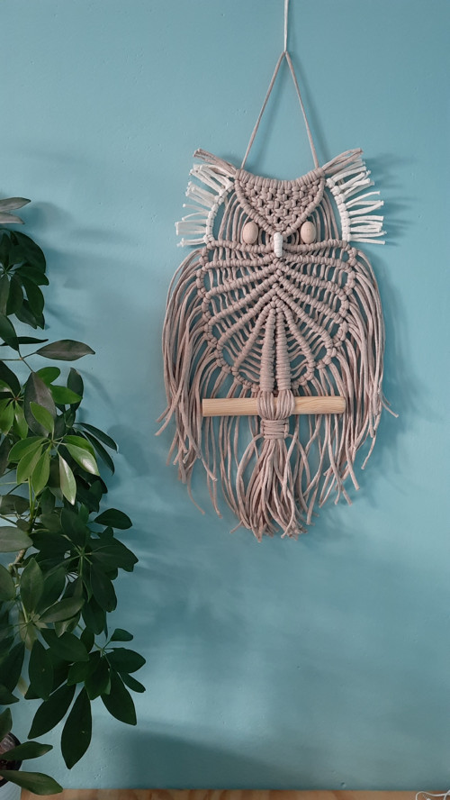 Dekorace velká macramé sova — foto 3