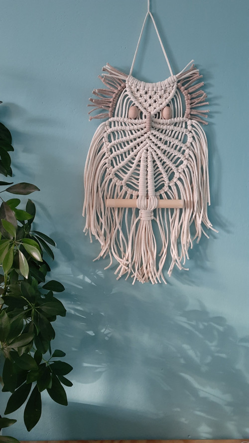 Dekorace velká macramé sova — foto 4