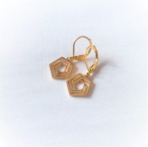 Ocelové náušnice*hexagon*zlaté — foto 3