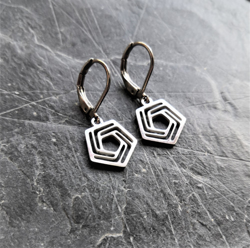 Ocelové náušnice*hexagon — foto 3