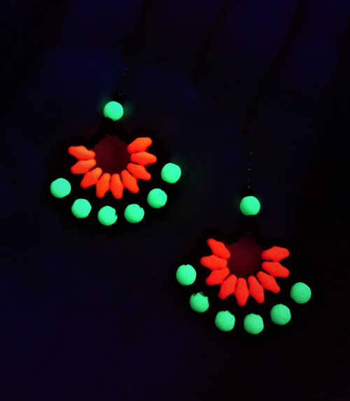 Náušnice UV Crescent Pink Green — foto 3