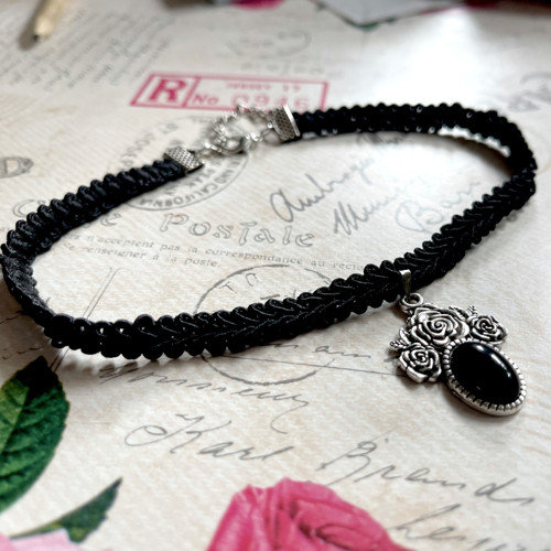 Náhrdelník - choker s obsidianem — foto 3