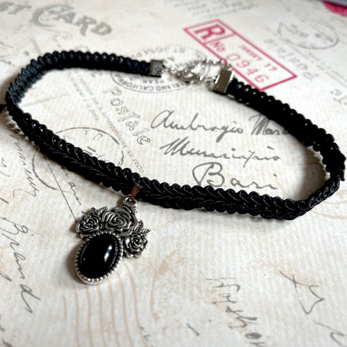 Náhrdelník - choker s obsidianem — foto 2