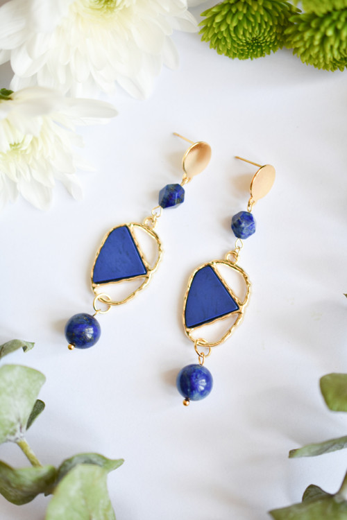 STATEMENT náušnice (nerez ocel • LAPIS LAZULI) — foto 2