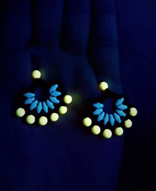 Náušnice UV Crescent Oil Blue Mustard — foto 3