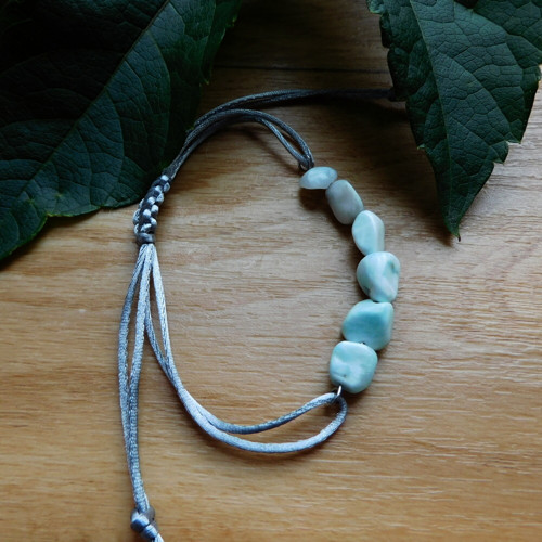Náramek - NEREZ + larimar sekaný — foto 2