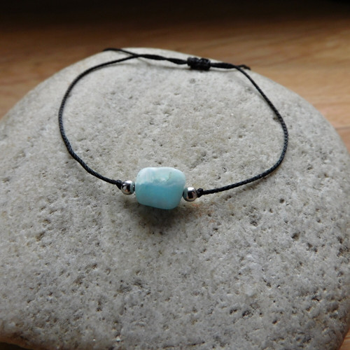 Náramek - NEREZ + larimar — foto 2