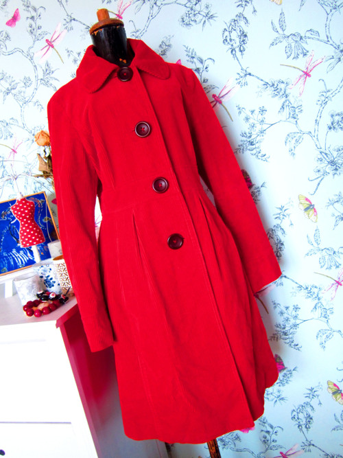 Kabát retro red manšestr — foto 3