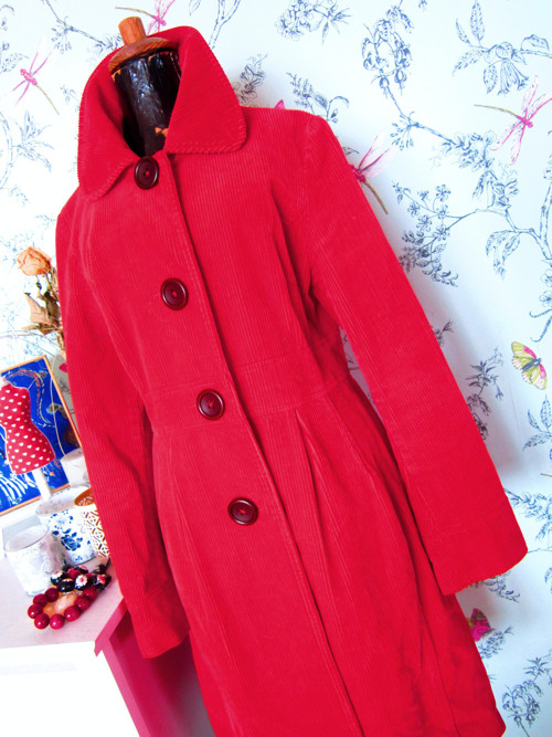 Kabát retro red manšestr — foto 2