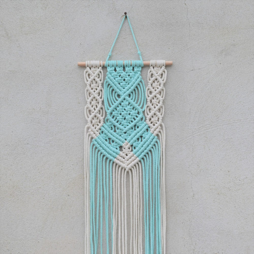 Macramé dekorace ecru - mátová — foto 3