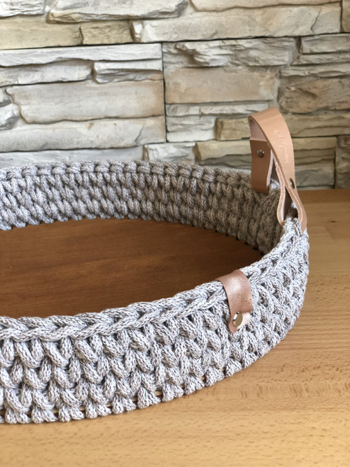 Háčkovaný servírovací podnos 35cm šedá — foto 4