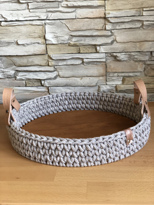 Háčkovaný servírovací podnos 35cm šedá — foto 3