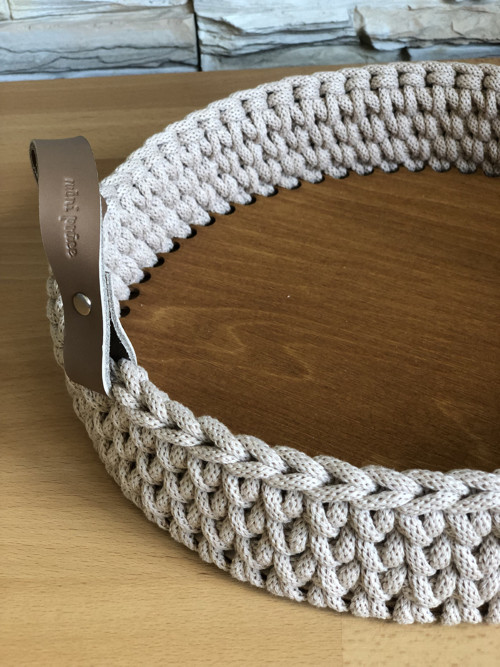 Háčkovaný servírovací podnos 30cm béžová — foto 3