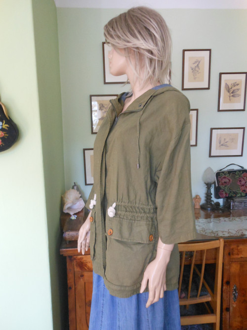 Plátěný přechodový kabátek, parka, vel.M — foto 3