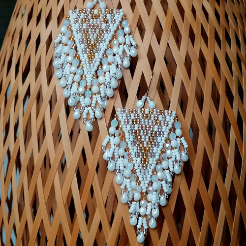 Bridal Boho Beaded Fringe Earrings — foto 6
