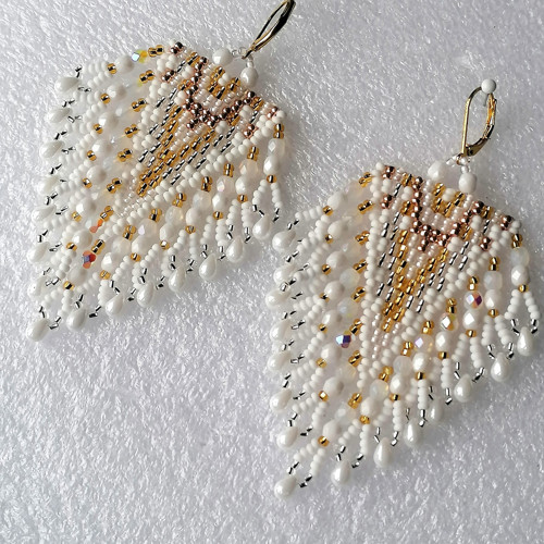 Bridal Boho Beaded Fringe Earrings — foto 4