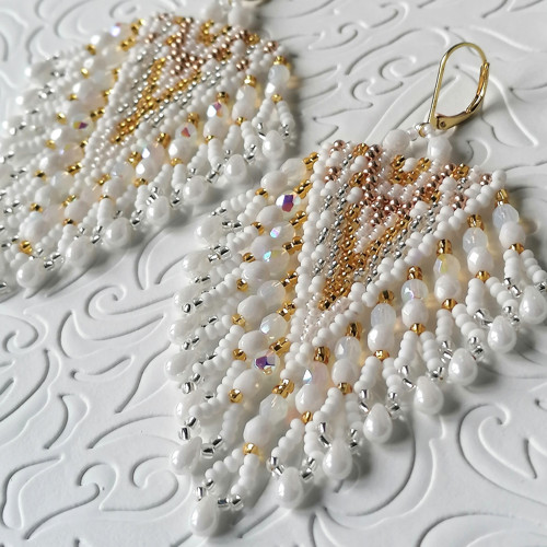 Bridal Boho Beaded Fringe Earrings — foto 2