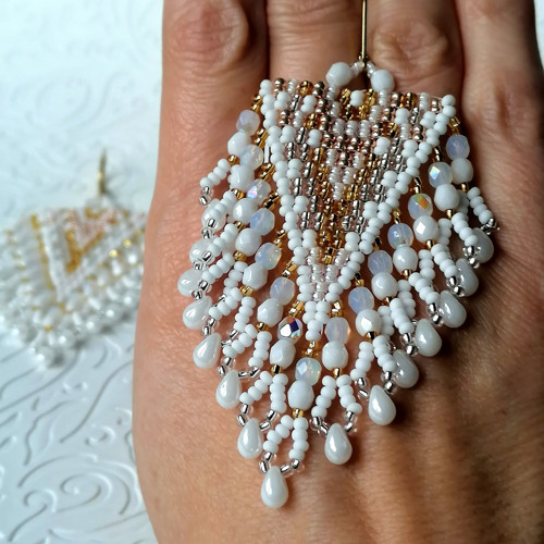Bridal Boho Beaded Fringe Earrings — foto 5