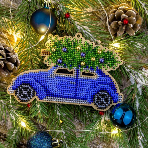 1pc modré auto s vánoční strom Seed Beaded Diy — foto 2