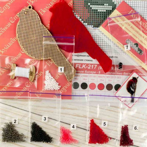 1pc Red Bird seed Beaded Diy Kit, vánoční strom — foto 3