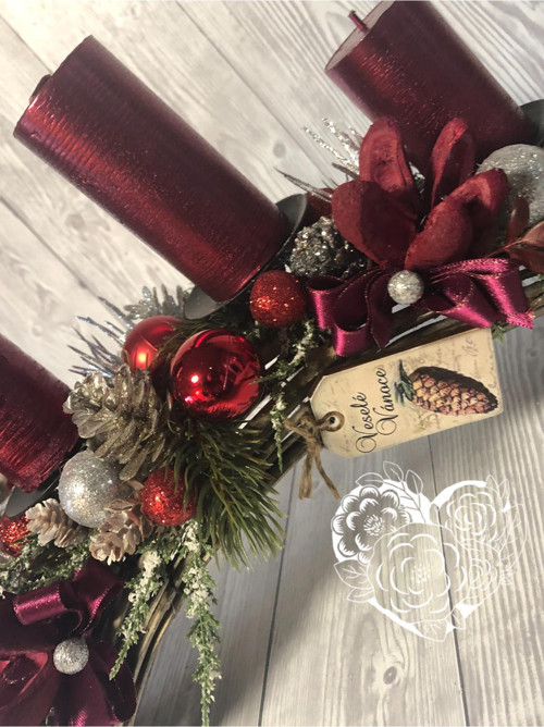 Adventní proutěný oblouk se svíčkami, — foto 3