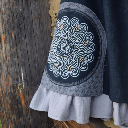 Lněná sukně půlnoční — foto 4