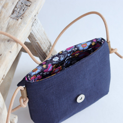 Dámská lněná kabelka - Navy — foto 2